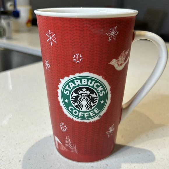 Starbucks Coffee Holiday Mug 2008 Red  White Ceramic 16 oz - Picture 12 of 13